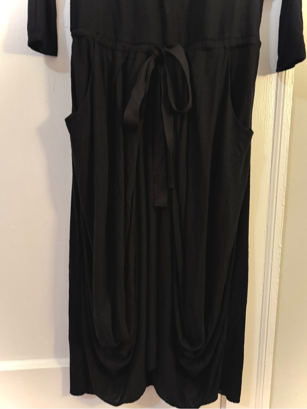 Free People Black Long-Sleeve V-Neck Tie-Waist Midi Jumpsuit NWT - Picture 4 of 5